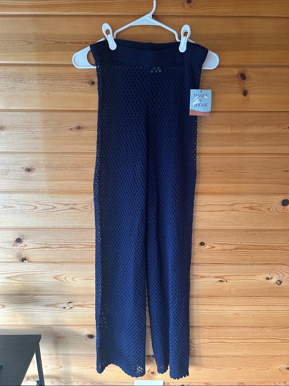 Shade & Shore Navy Crochet Wide-Leg Beach Pants